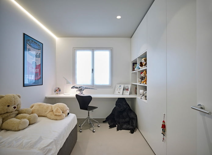 graue Deckenverkleidung im minimalistischen Stil