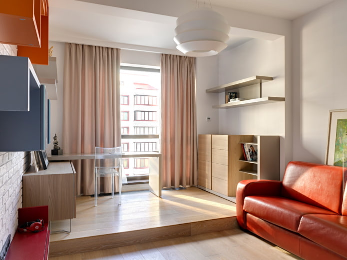 Arbeitsbereich in einer Einzimmerwohnung