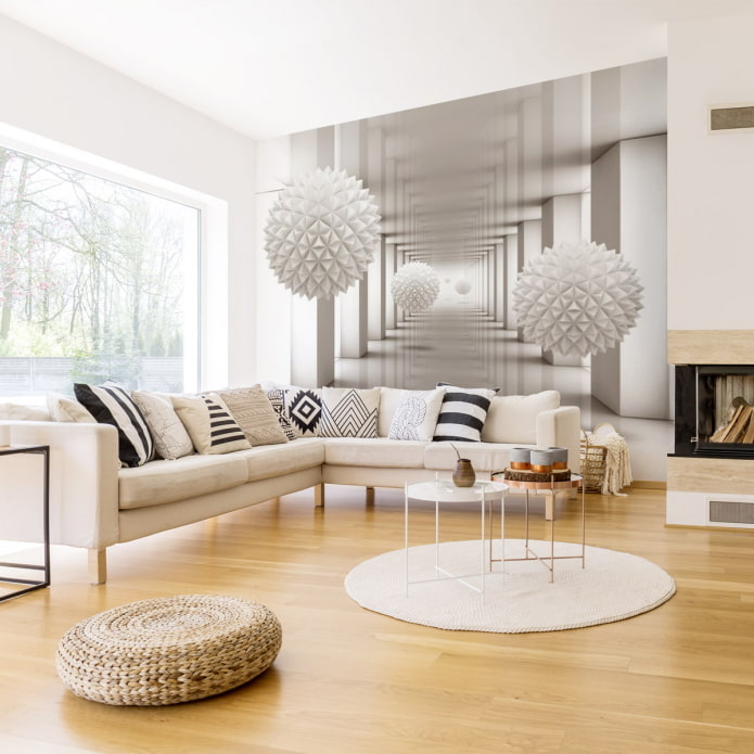 Abstrakte 3D-Tapete im Wohnzimmer