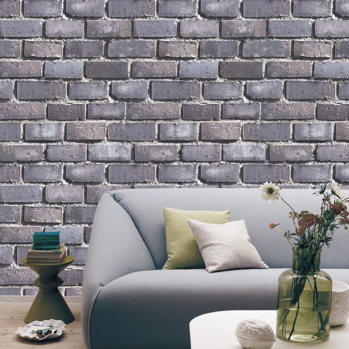 3D Ziegeltapete im Wohnzimmer