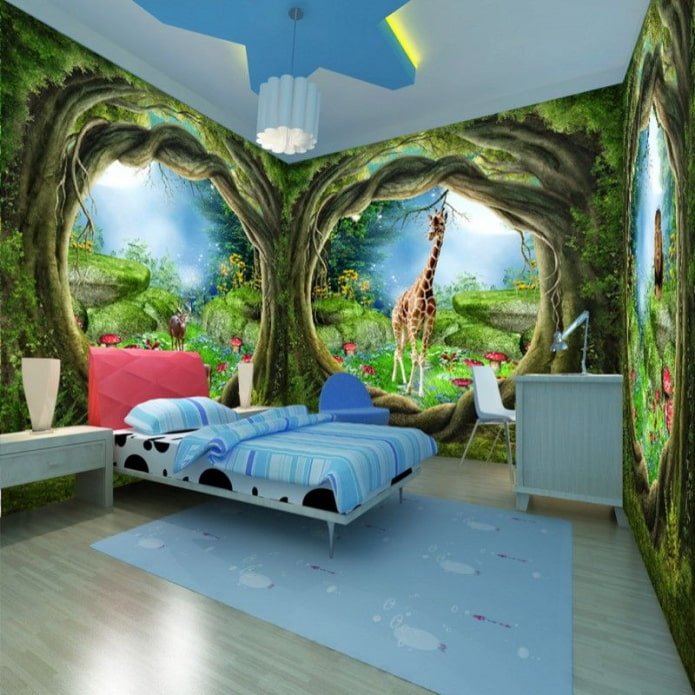 3D-Fototapete im Kinderzimmer