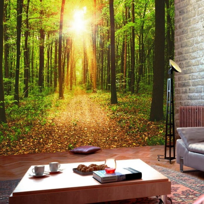 3D-Tapete mit Natur im Schlafzimmer