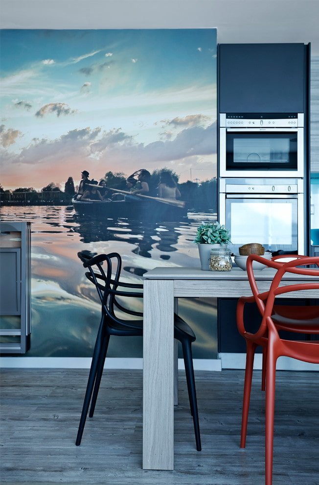 3D Fototapete im Kücheninterieur