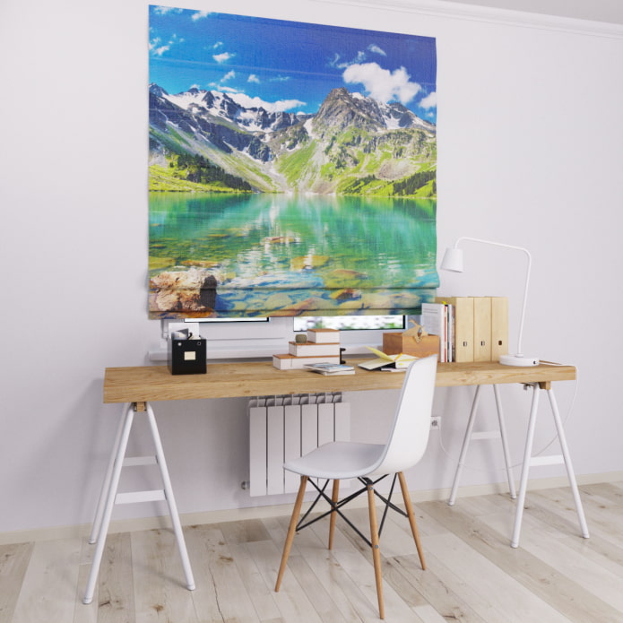 3D-Raffrollos mit Bergmotiv