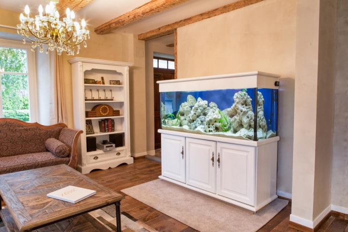 Innenraum mit Bodenaquarium