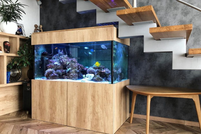 Innenraum mit Bodenaquarium