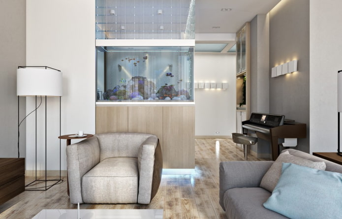 Wohnungseinrichtung mit Aquarium