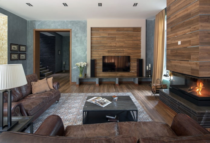 Bogen im Wohnzimmer-Interieur im modernen Stil