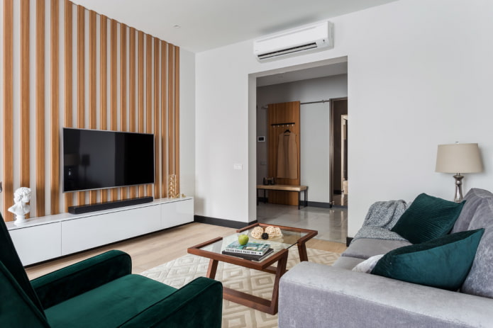Bogen im Wohnzimmer-Interieur im modernen Stil