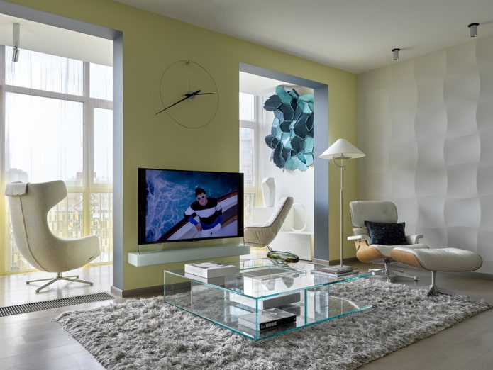 Gipskartonbogen im Wohnzimmer-Interieur