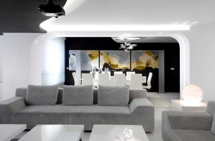 Bogen im Wohnzimmer im Hightech-Stil