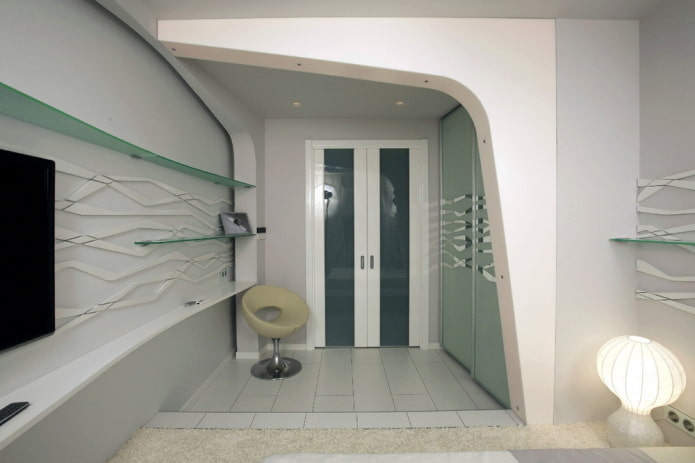 Gipskartonbogen im Innenraum im High-Tech-Stil
