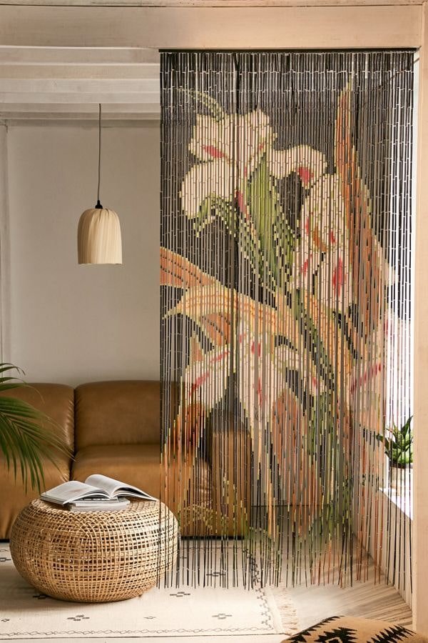Bambusvorhänge mit Blumen