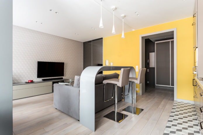 Bartheke mit abgerundeten Kanten im Wohnzimmer