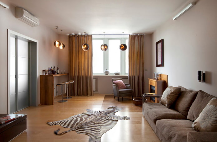 Bartheke in der Ecke des Wohnzimmers