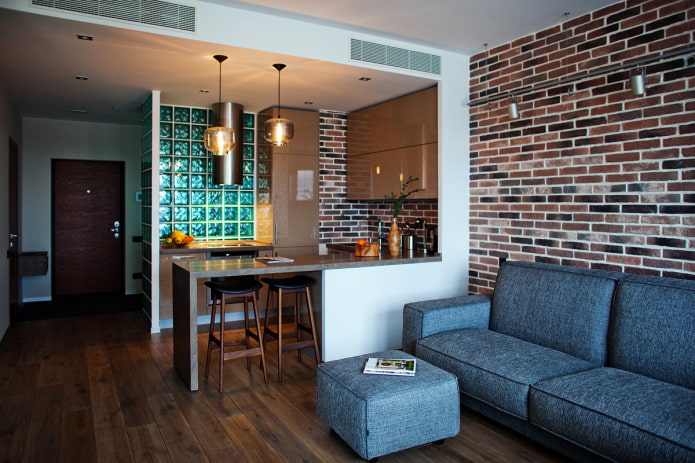 Bartheke im Flur im Loft-Stil