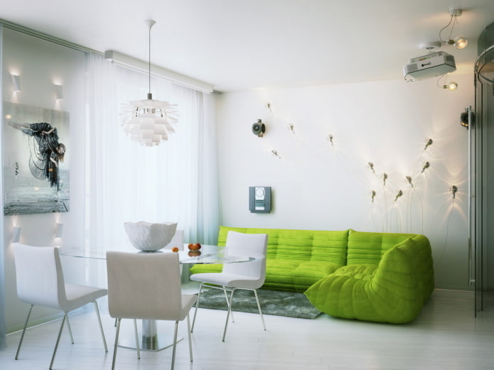 Wohnzimmer-Innenarchitektur in Weißtönen