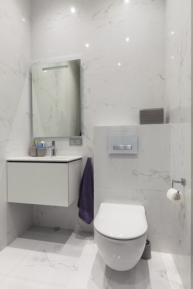 Toiletten-Innendesign in Weißtönen