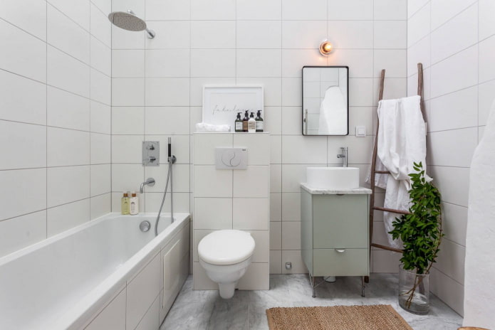 Weißes Badezimmer im skandinavischen Stil