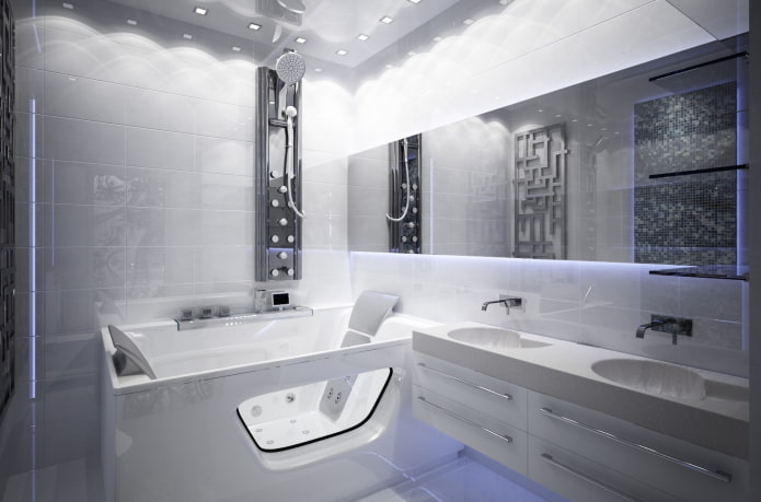 weißes Badezimmer im Hightech-Stil