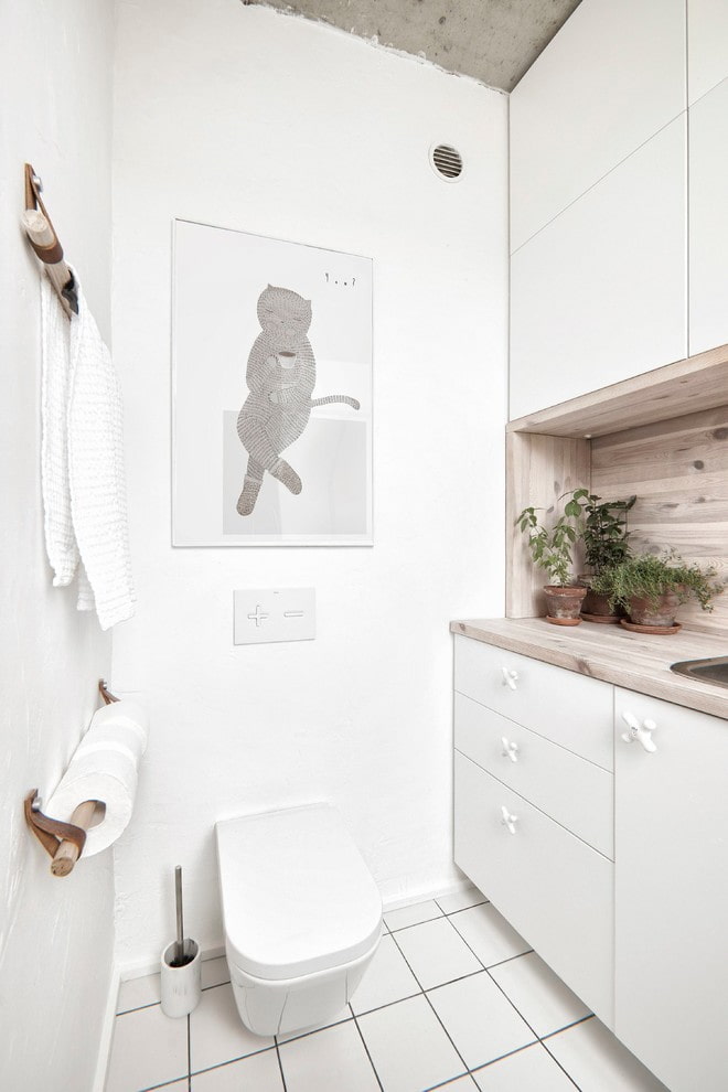 Toiletten-Innendesign in Weißtönen