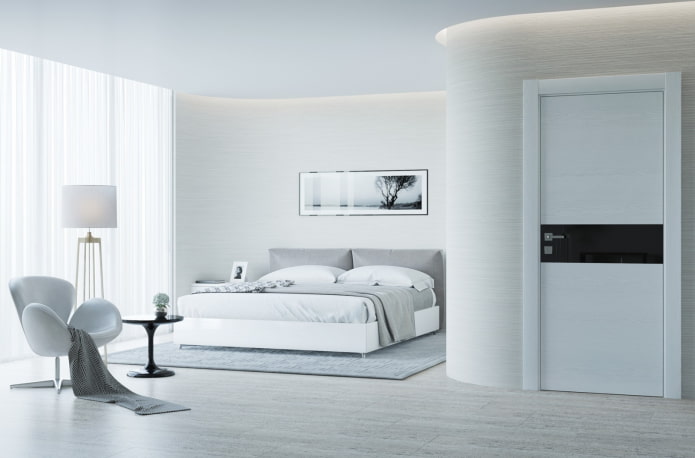 weiße Türen im Interieur im Stil des Minimalismus