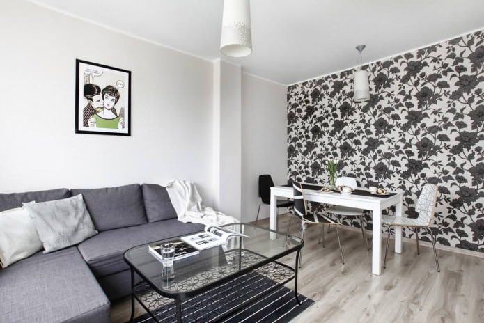 Kombinierte Tapeten im Wohnzimmer