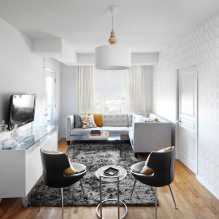Weiße und schwarz-weiße Tapeten im Wohnzimmer: 55 Fotos im Innenraum-1