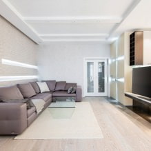 Weiße und schwarz-weiße Tapeten im Wohnzimmer: 55 Fotos im Innenraum-5