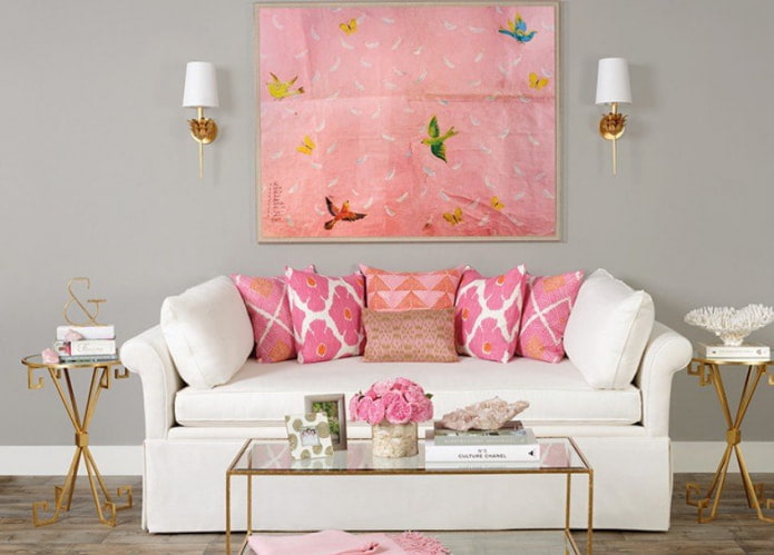 Weiß-rosa kleines Sofa