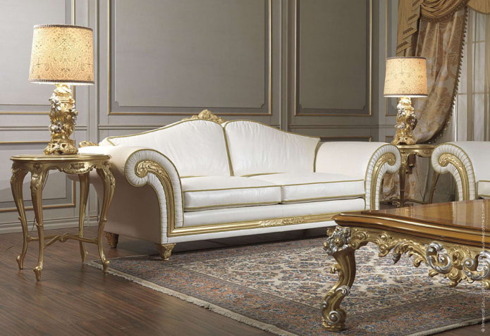 weiß-goldenes Sofa