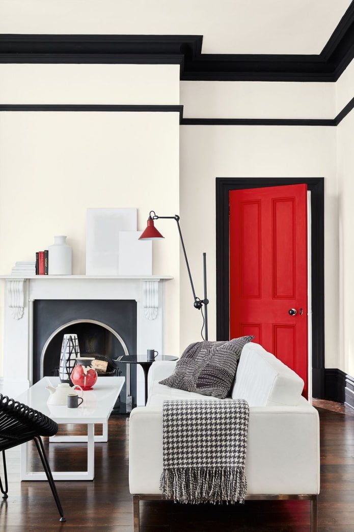 Weiß, Schwarz, Rot im Wohnzimmer