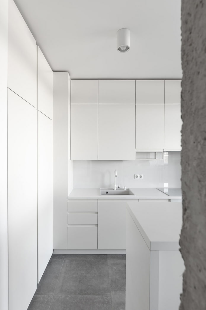 weiße Küche, Minimalismus