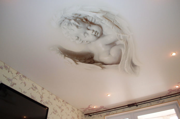 weiße Spanndecke mit Fotodruck