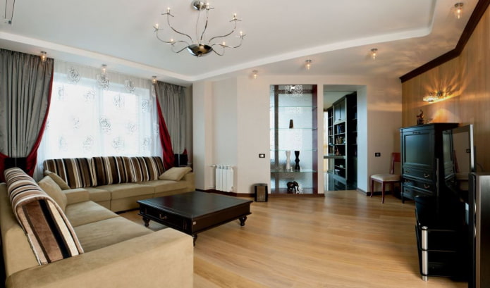 weiße Spanndecke im Wohnzimmer