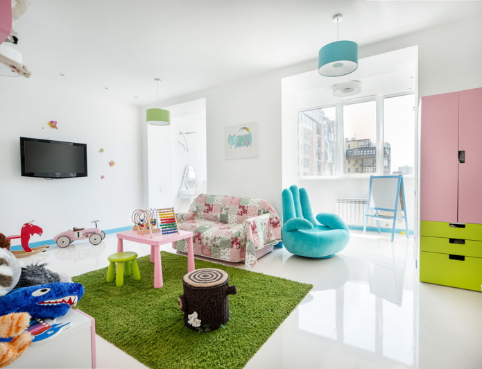 Kinderzimmer mit glänzendem Bodenbelag