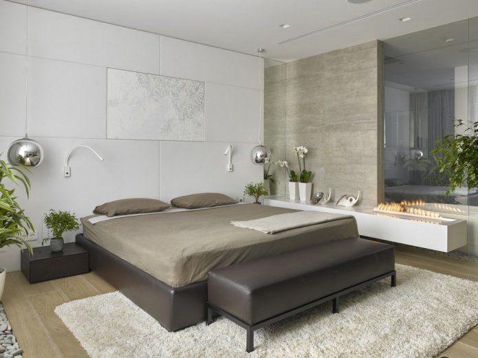 Schlafzimmer mit Biokamin