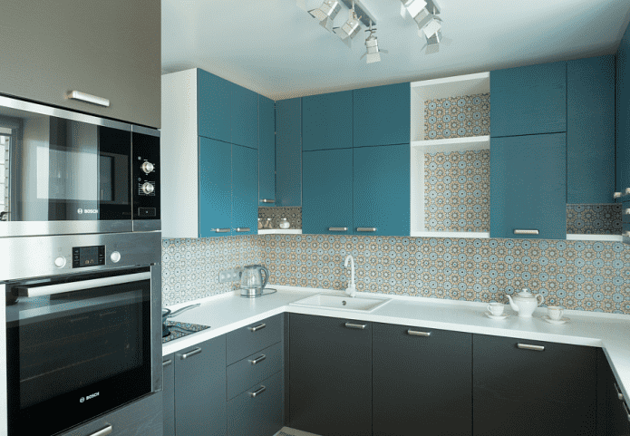 Küchendesign in Grau-Türkis-Tönen