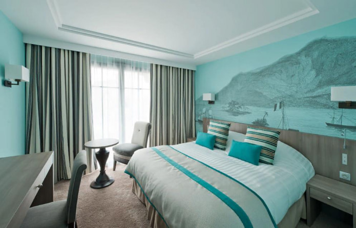 türkisfarbenes Schlafzimmer