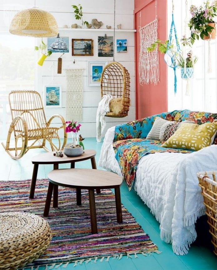 helles Boho-Wohnzimmer