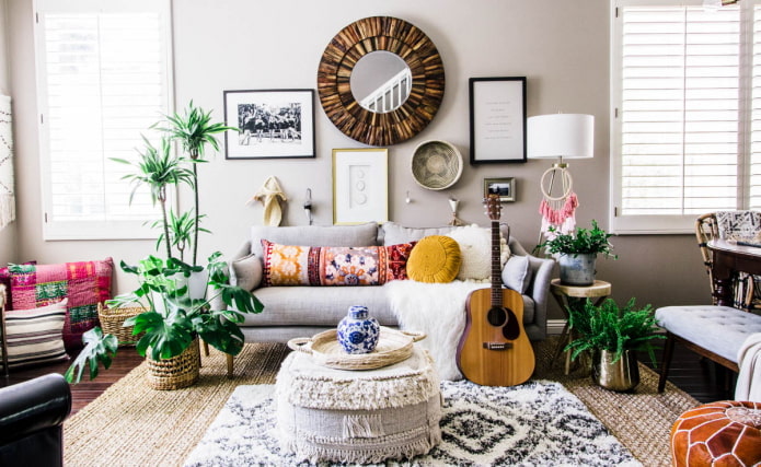 beige Wände im Wohnzimmer