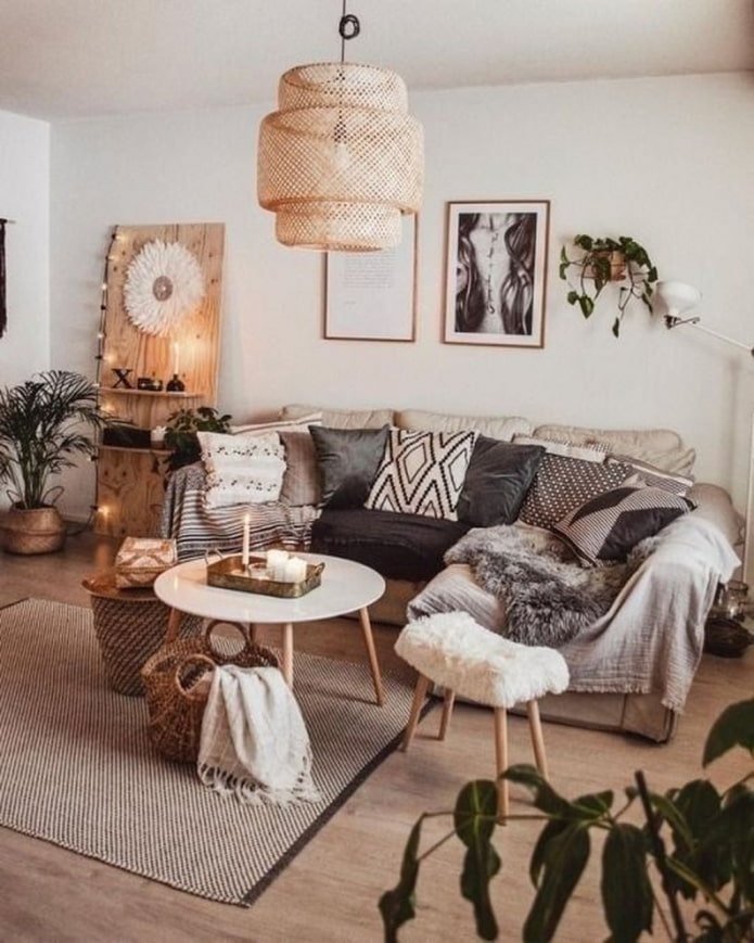 helles Boho-Wohnzimmer