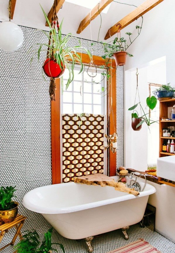 Badezimmerpflanzen im Bohème-Stil