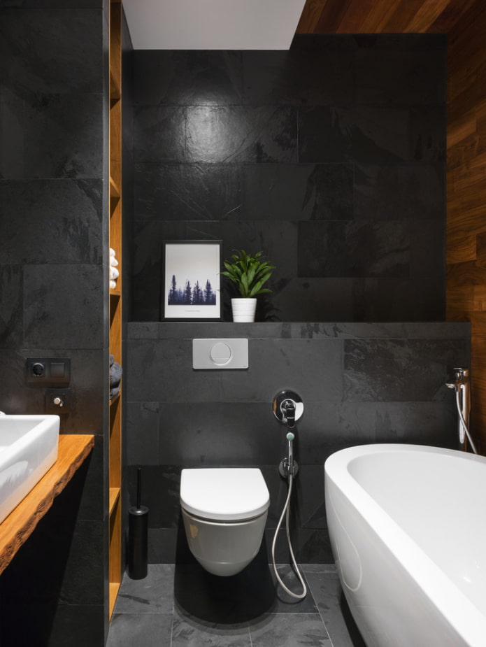 Badezimmer in Schwarz