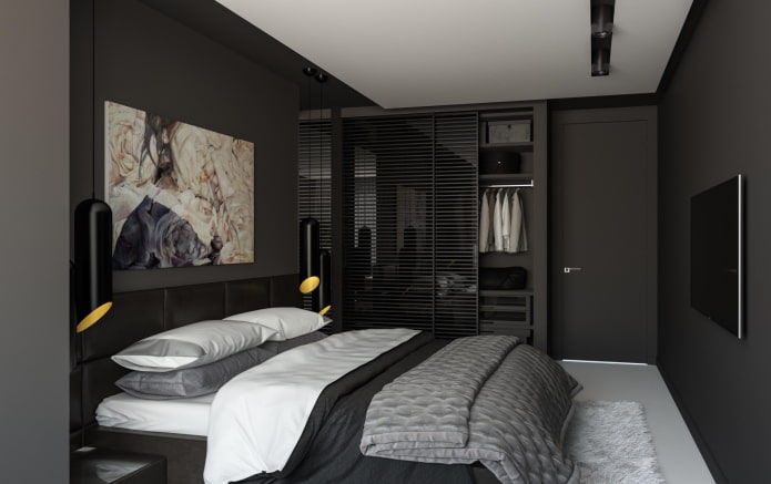 schwarzes Schlafzimmer im modernen Stil