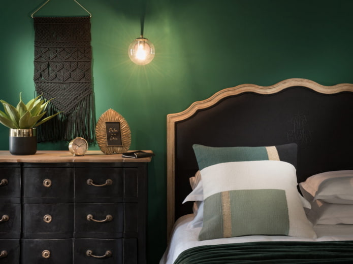 Schwarz-Grün Schlafzimmer