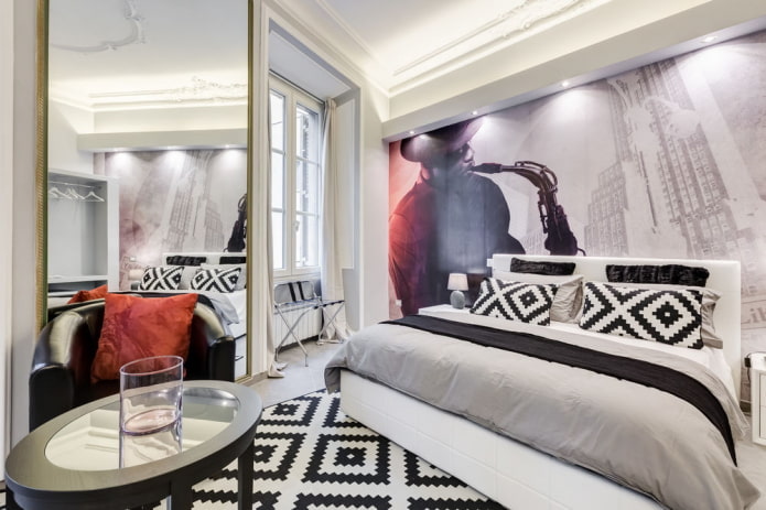 Schwarz-weißes Schlafzimmer Dekoration
