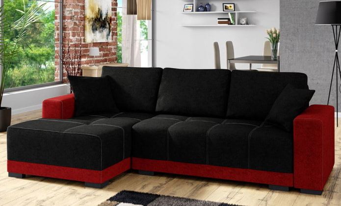 Schwarz-rotes Sofa