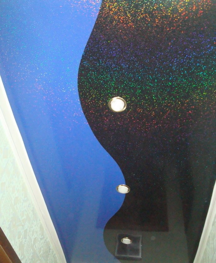 Schwarz-blauer Stretchstoff mit Glitzer