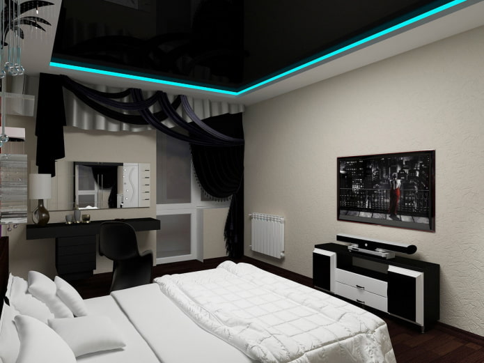schwarze Spanndecke mit Hintergrundbeleuchtung